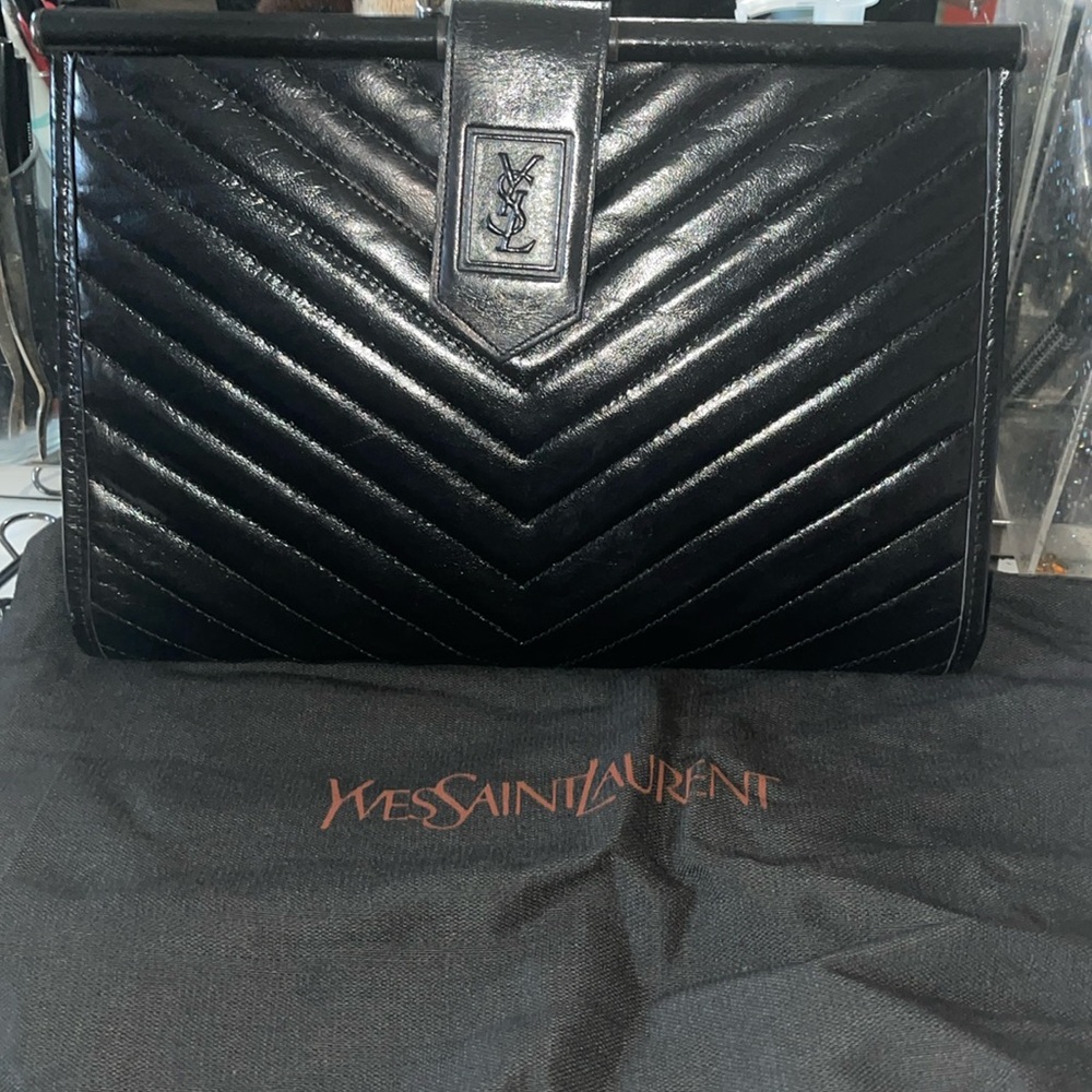 Authentic YSL black clutch bag